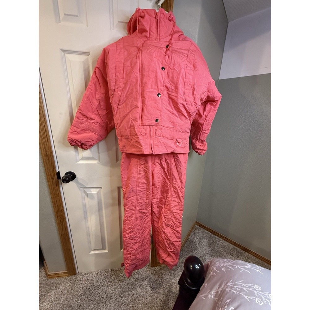 Vintage 80s-90s Skitique Pink/Orange Jacket And Ski Bib